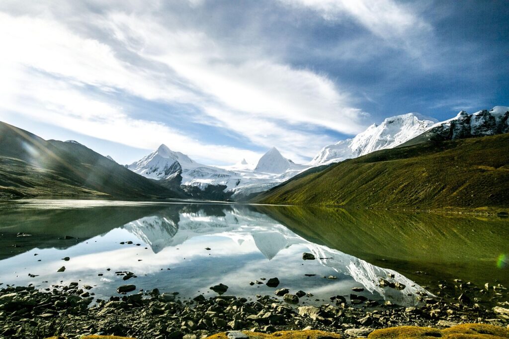 sapp kailash, scenery, travel, reflection, snow mountain