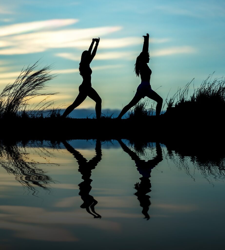 women, yoga, silhouettes, water, reflection, mirroring, water reflection, pose, posing, yoga pose, meditation, stretching, wellness, well-being, nature, exercise, adults, asia, girls, morning, outdoors, pair, people, stance, sunrise, sunset, yoga, yoga, yoga, yoga, yoga, meditation, wellness, exercise, exercise